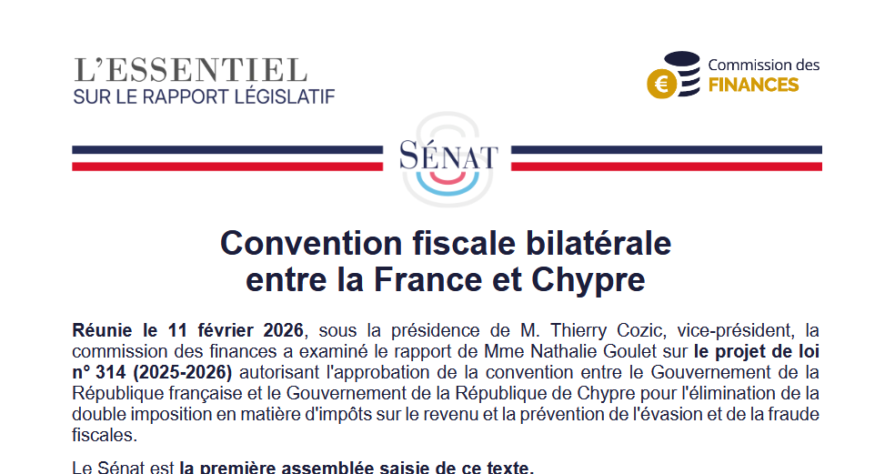 Au Sénat | Renforcement de la coopération entre la France et Chypre en matière de fraude fiscale