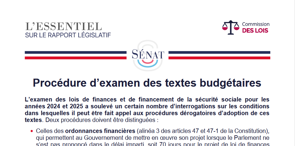 Au Sénat | Adoption de la proposition de loi relative à la procédure d&rsquo;examen des textes budgétaires