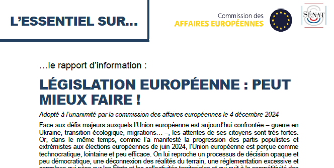 Dérive normative de l&rsquo;Union européenne | Publication du rapport d&rsquo;information