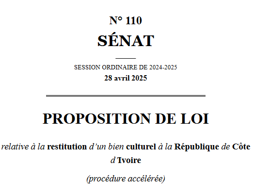Explications de vote – Proposition de loi relative à la restitution d’un bien culturel à la République de Côte d’Ivoire – 28 avril 2025
